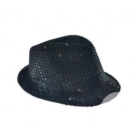 Chapeau Borsalino Paillettes Sequins Noir