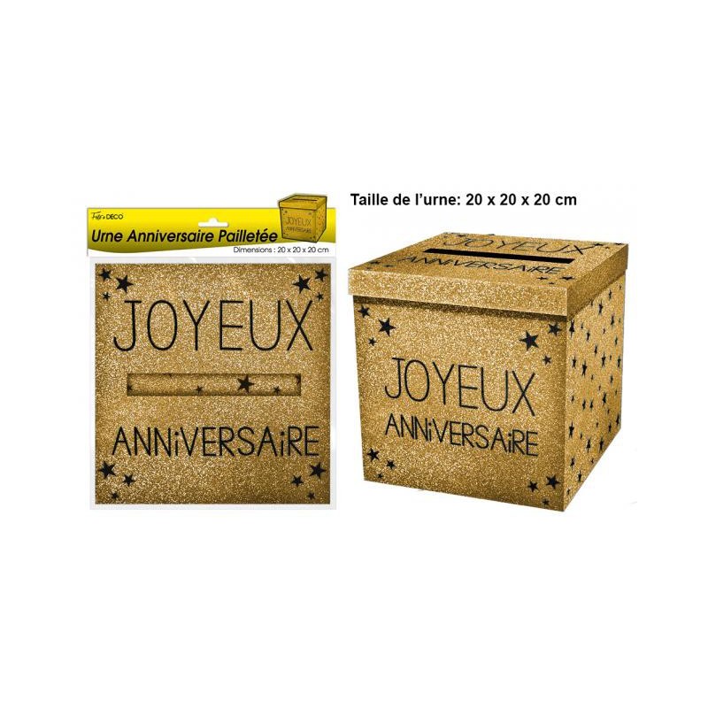 Urne Paillettes Or Joyeux Anniversaire Coti Jouets Specialiste A Dijon En Articles De Fetes Pour Anniversaire