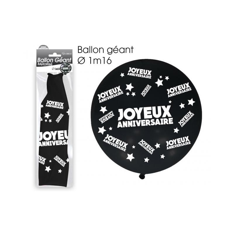 Ballon Geant Anniversaire Noir Coti Jouets Specialiste En Articles De Fetes Pour Mariages Anniversaires Soirees A Theme