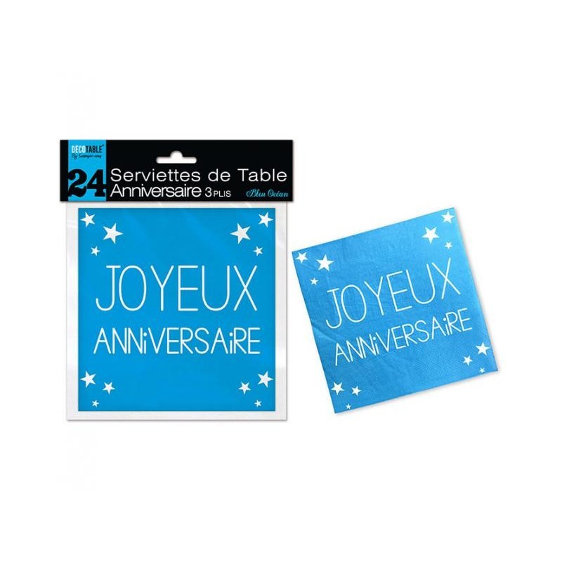 Serviette En Papier Joyeux Anniversaire Bleu