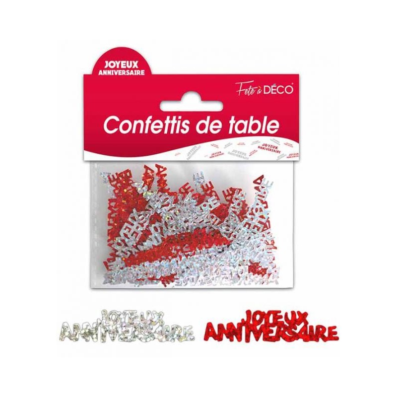 Confettis De Table Joyeux Anniversaire Rouge Et Argent Coti Jouets Fr