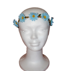 Couronne de Fleurs Elastique Bleu Ciel