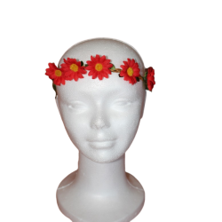 Couronne de Fleurs Elastique Rouge