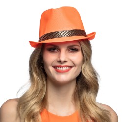 Chapeau borsalino trilby orange fluo adulte : Deguise-toi, achat de  Accessoires