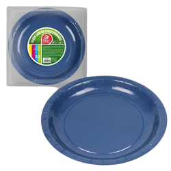 Assiettes Rondes en Carton 20cm Bleu - 10 Pièces