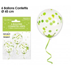 Ballons de Baudruche Confettis Vert Anis 6 Pièces