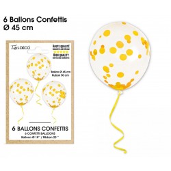 Ballons de Baudruche Confettis Or 6 Pièces
