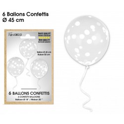 Ballons de Baudruche Confettis Blanc 6 Pièces