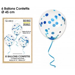 Ballons de Baudruche Confettis Bleu 6 Pièces