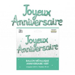 Guirlande Ballon Métallique Joyeux Anniversaire Vert Menthe