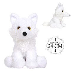 Peluche Loup Blanc Assis 24cm