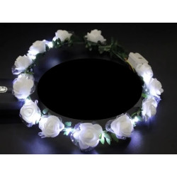 Couronne de Roses Blanches Lumineuses Leds Blanches