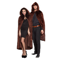 Déguisement Cape Capuche Velours Marron Luxe 170cm