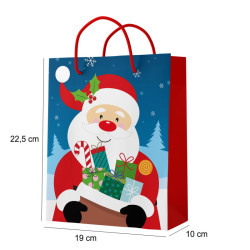 Sac à Cadeaux Papier Décoré Père Noël Petit Format