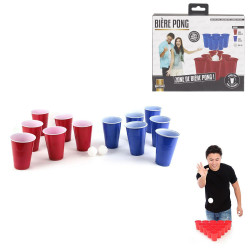 Jeu à Boire Bière Pong 12 Verres Réutilisables et 2 Balles