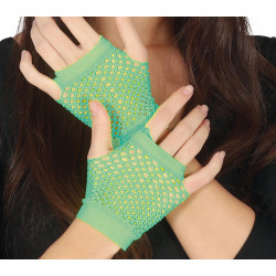 Gants Courts Résille Vert Fluo