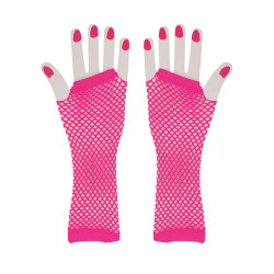 Gants Longs Résille Rose Fluo