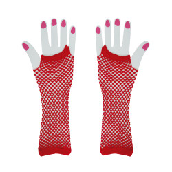 Gants Longs Résille Rouge