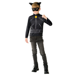 Tee Shirt et Masque Chat Noir Enfant, Taille 05-08 Ans